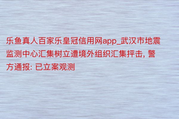 乐鱼真人百家乐皇冠信用网app_武汉市地震监测中心汇集树立遭境外组织汇集抨击, 警方通报: 已立案观测