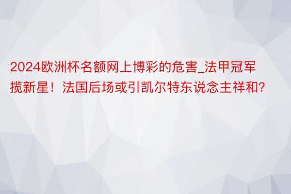 2024欧洲杯名额网上博彩的危害_法甲冠军揽新星！法国后场或引凯尔特东说念主祥和？