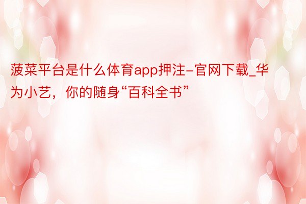 菠菜平台是什么体育app押注-官网下载_华为小艺，你的随身“百科全书”